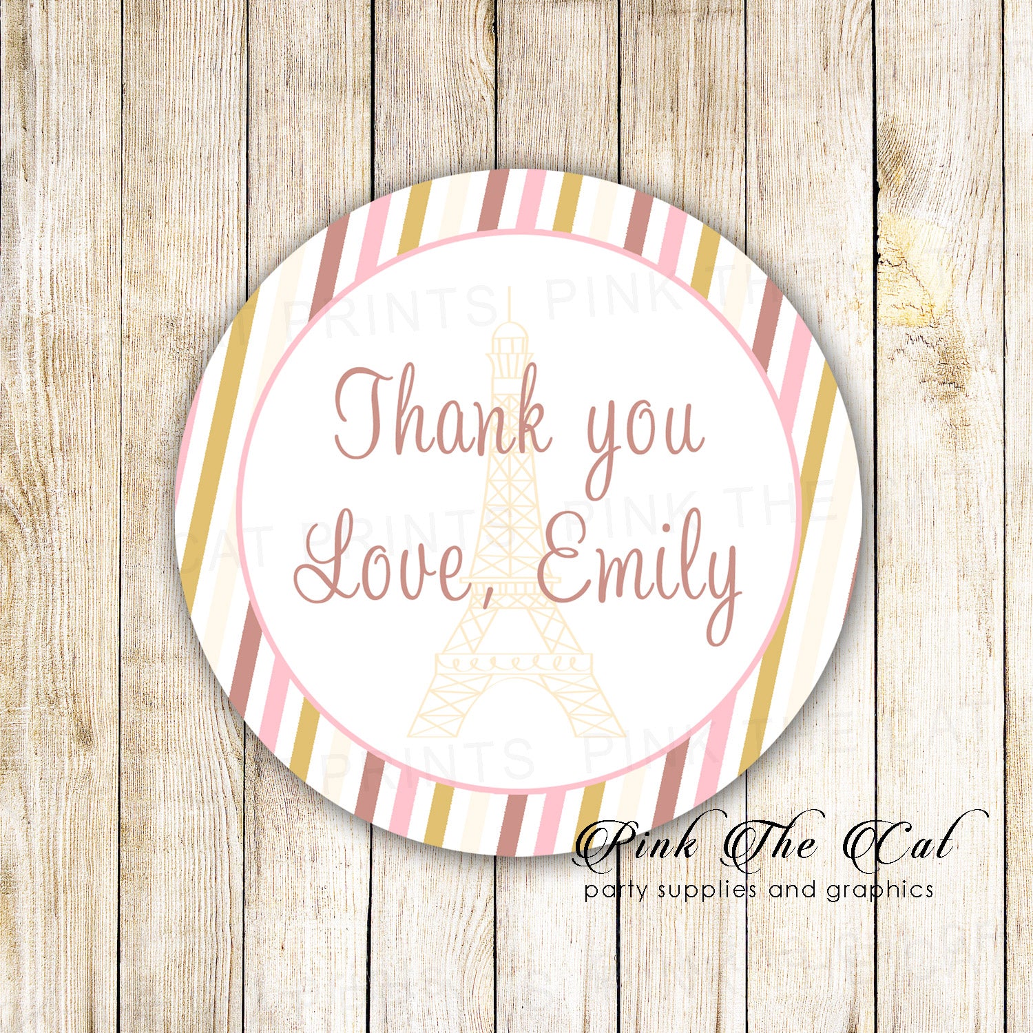 Paris pink gold birthday favor label printable birthday baby shower