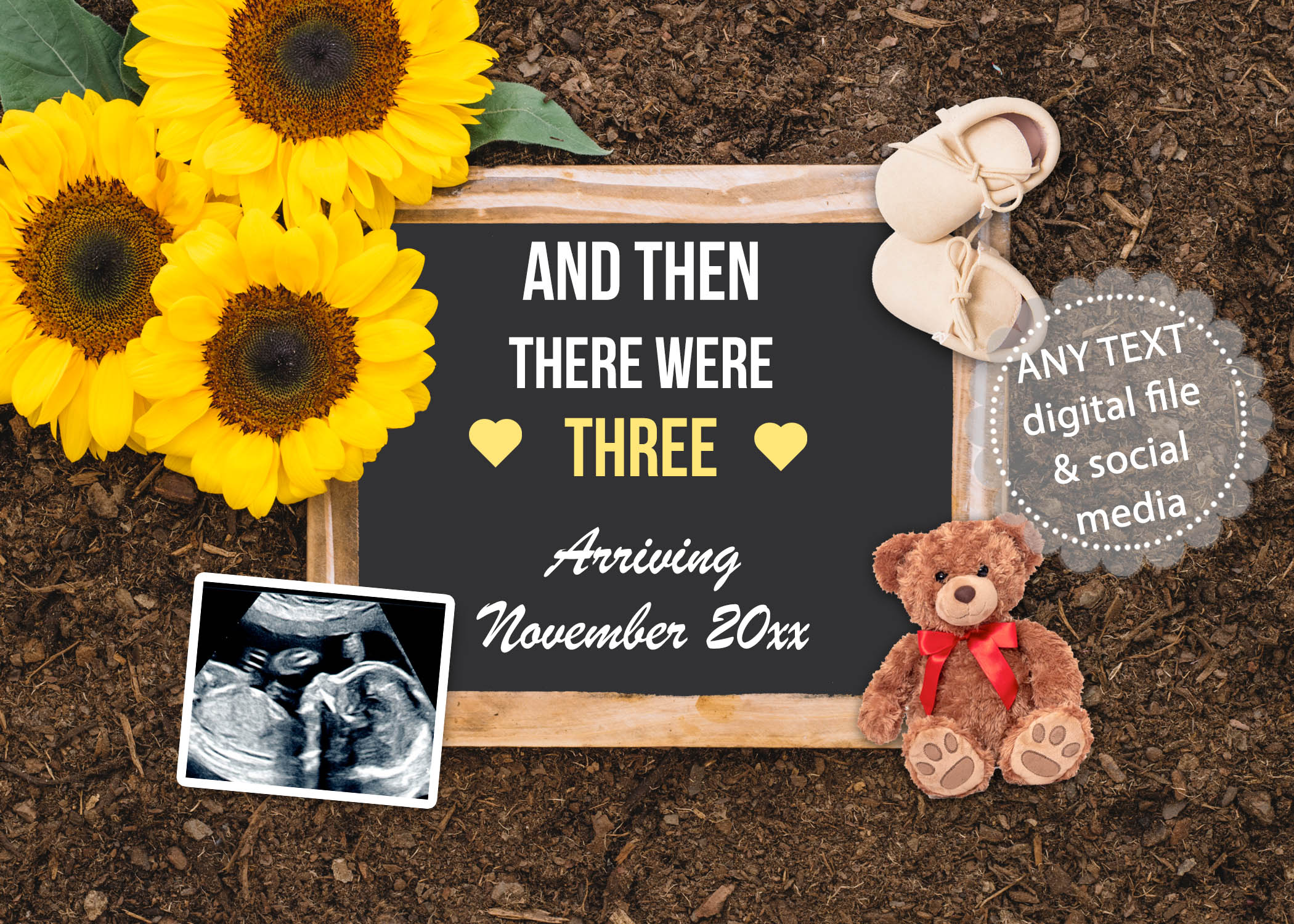 Pregnancy announcement social media sunflower