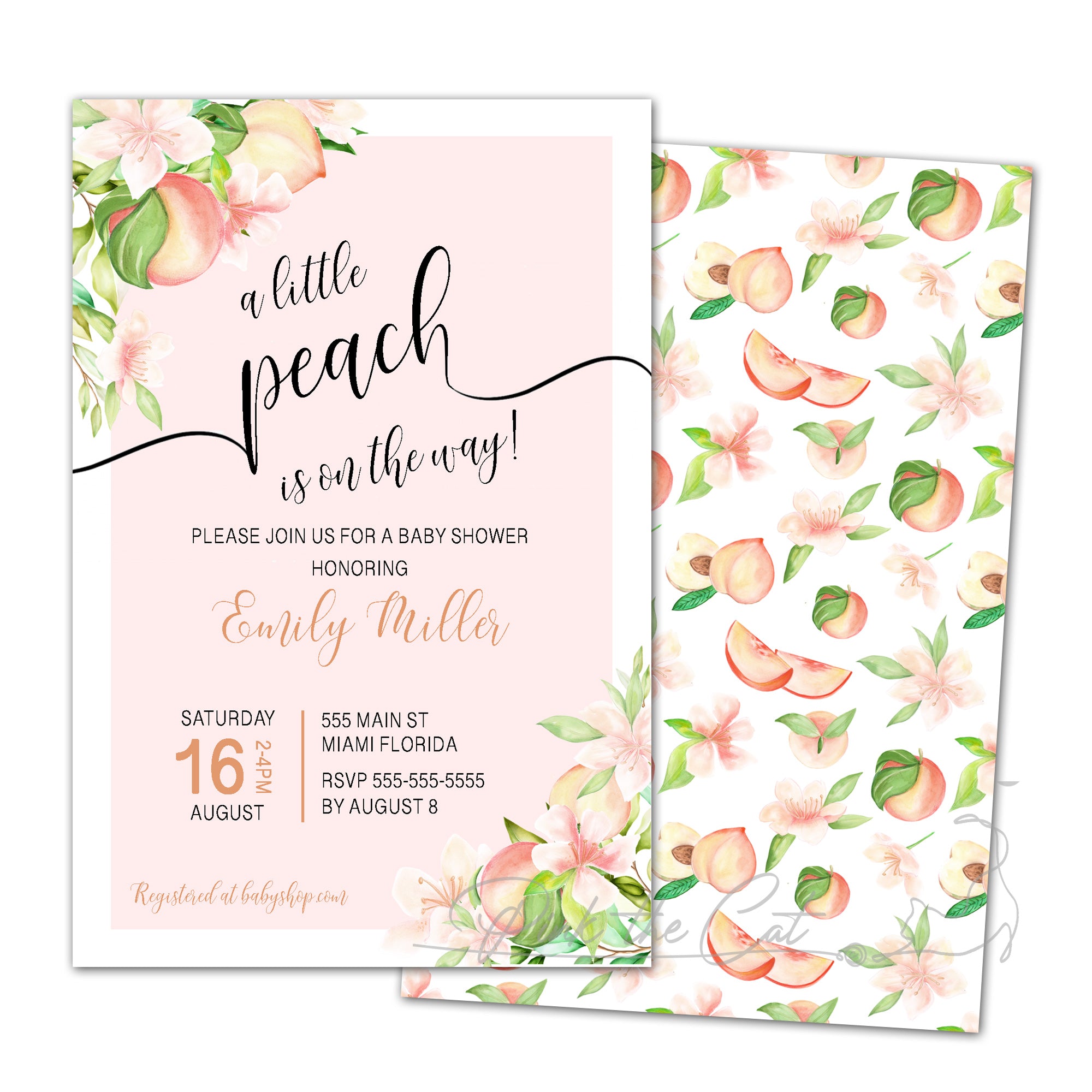 Little peach on the way invitation
