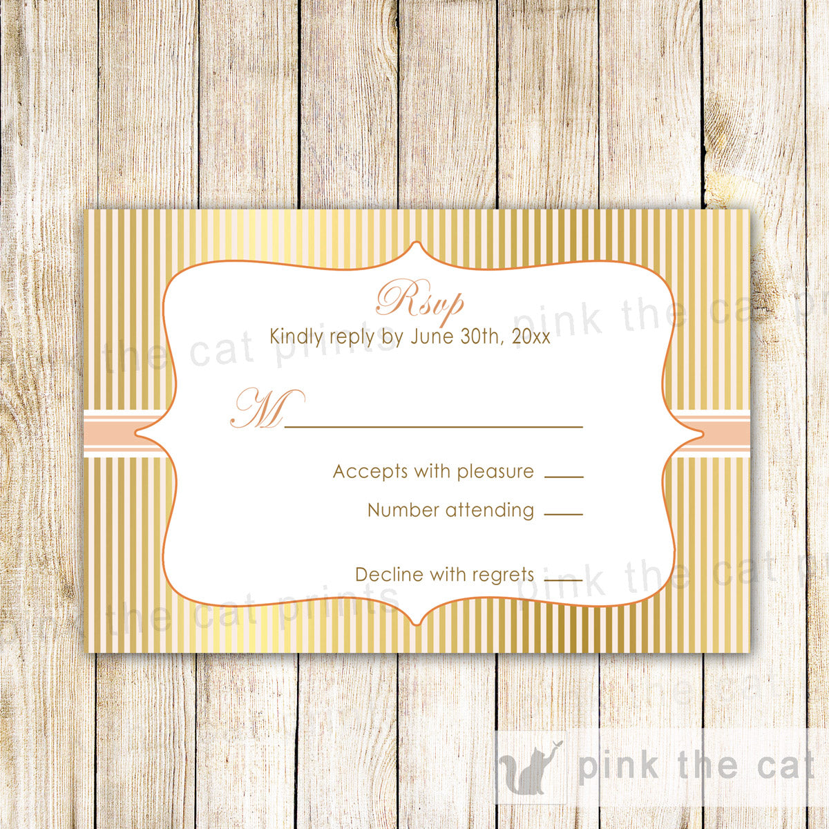 Peach Gold Wedding Invitations & RSVP Cards 2