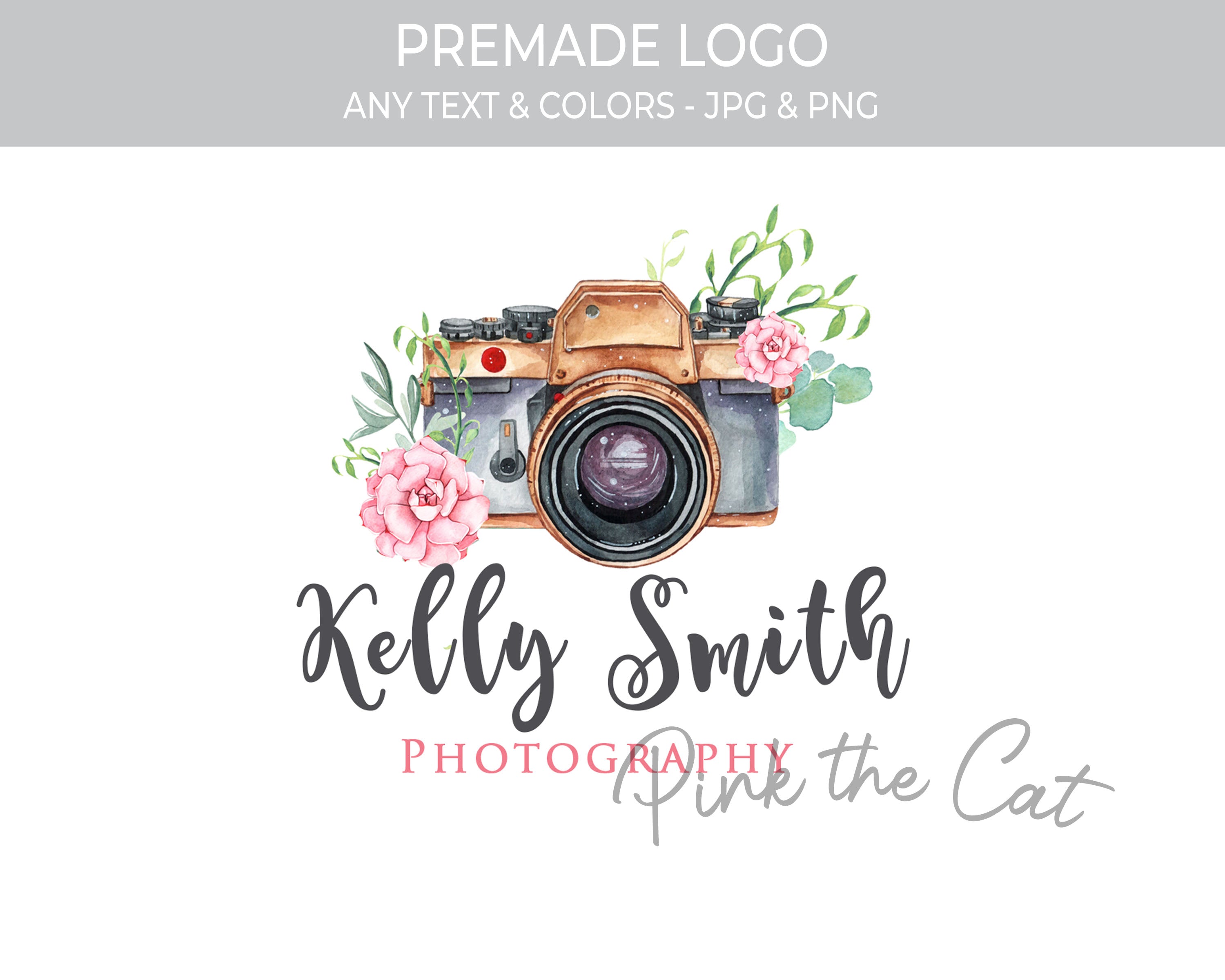 Premade photography vintage floral logo design