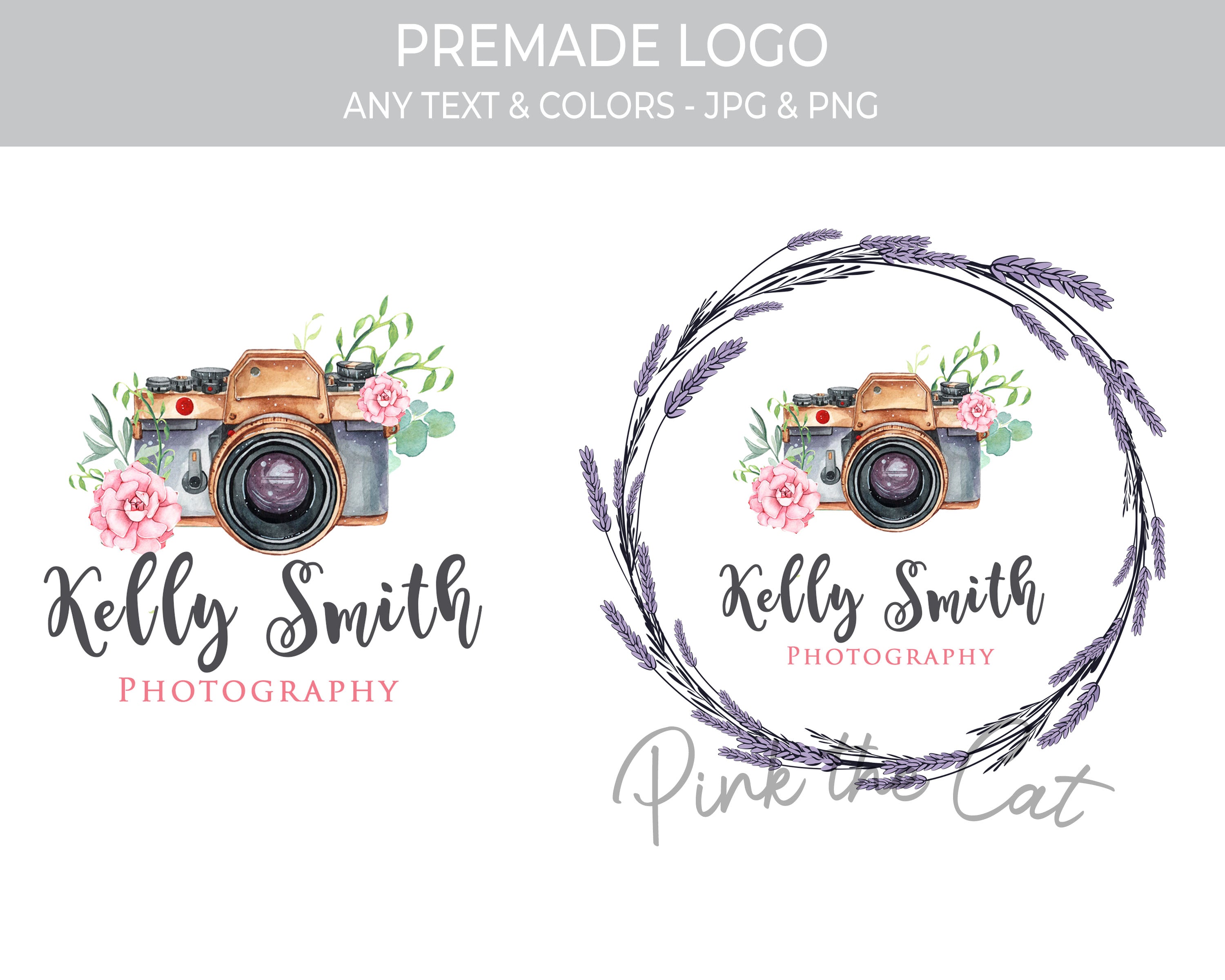 Premade photography vintage floral logo design