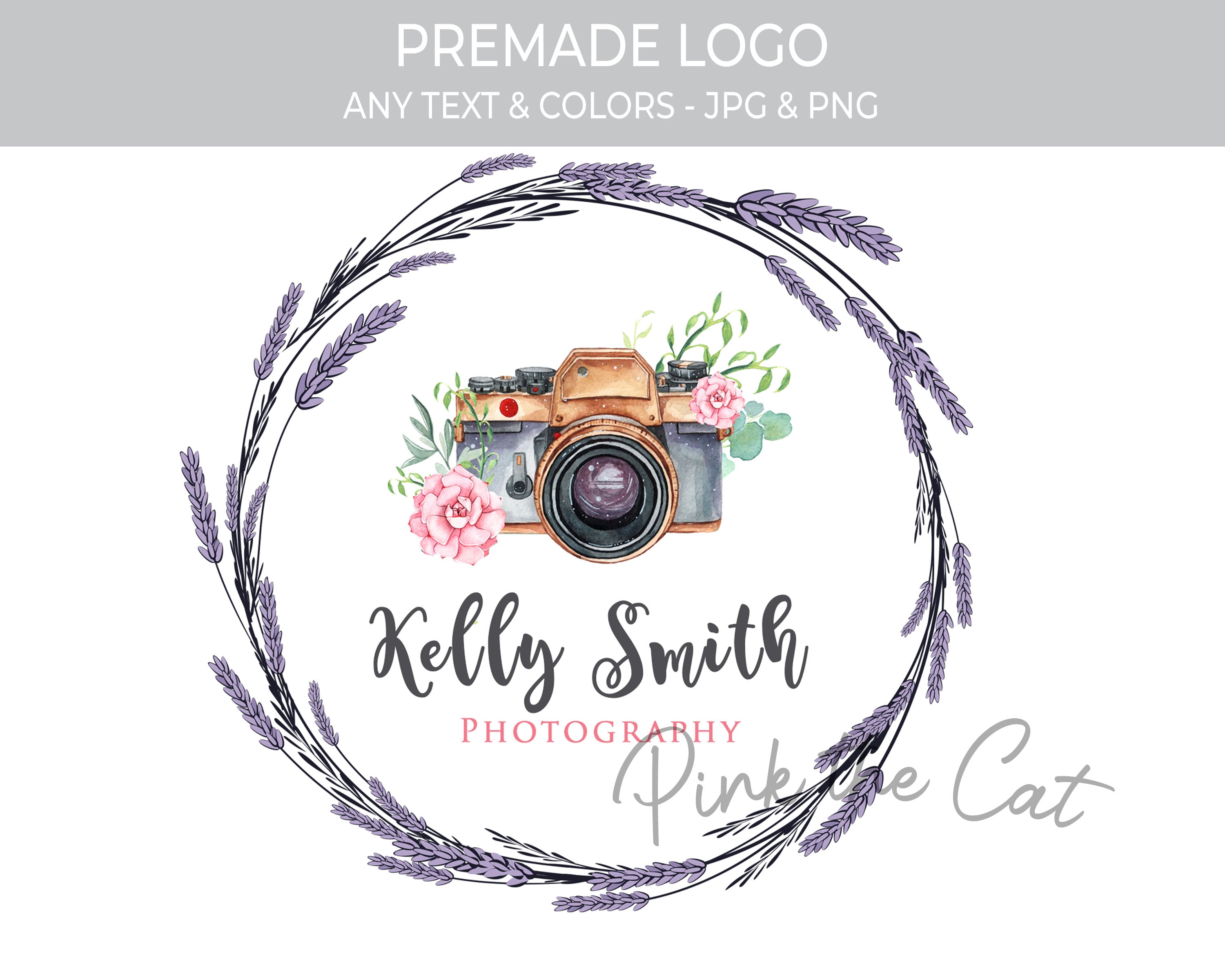 Premade photography vintage floral logo design