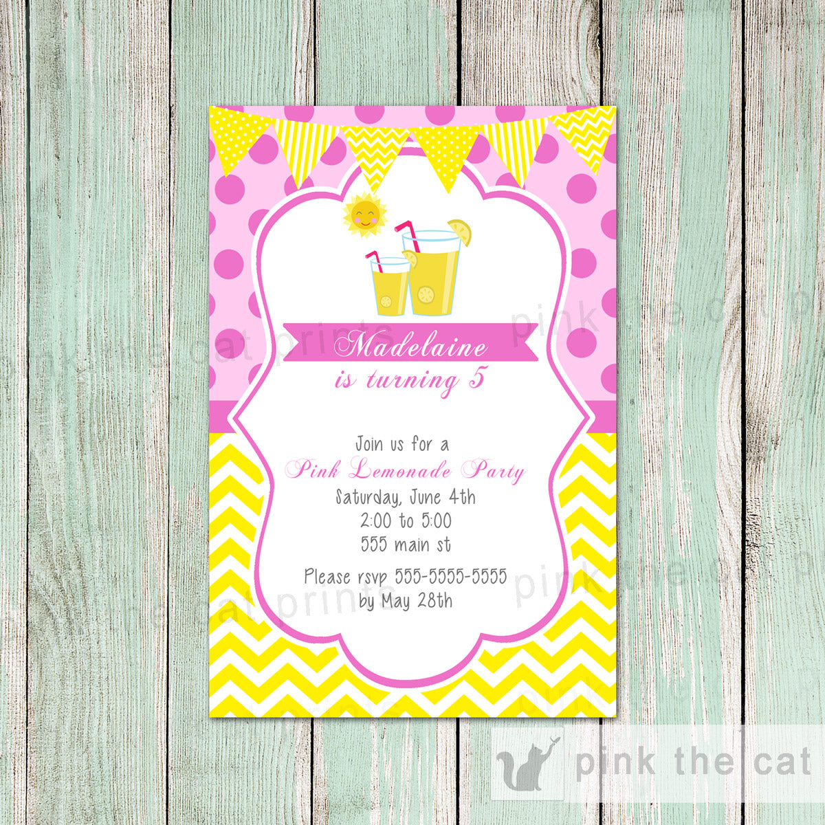 Pink Lemonade Invitation Girl Birthday Party