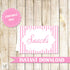 Buffet Food Label Place Seating Name Card Pink White Stripes