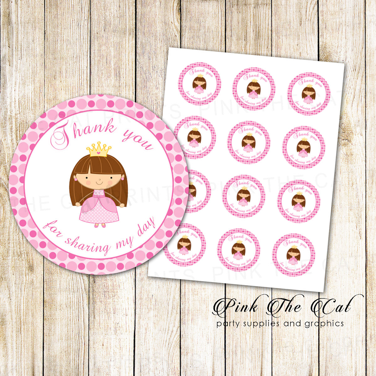 40 stickers princess birthday baby shower thank you label