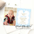 Boy baptism christening invitation blue white photo printable