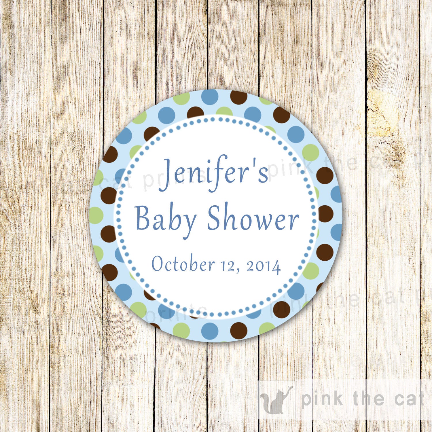 Blue Brown Label Sticker Gift Favor Tag Birthday Boy Baby Shower