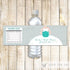 Teal Silver Gray Bridal Wedding Shower Bottle Label
