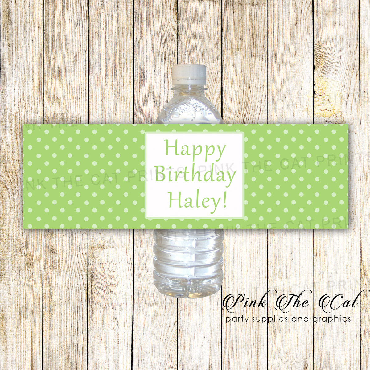 30 Bottle Labels Baby Shower Birthday Green Polka Dots