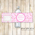 30 Bottle Labels Baby Shower Birthday Pink Polka Dots