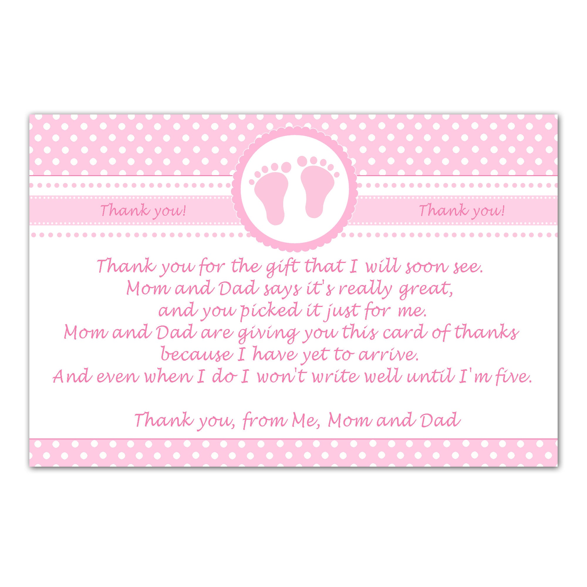 30 thank you cards baby girl shower pink with envelopes