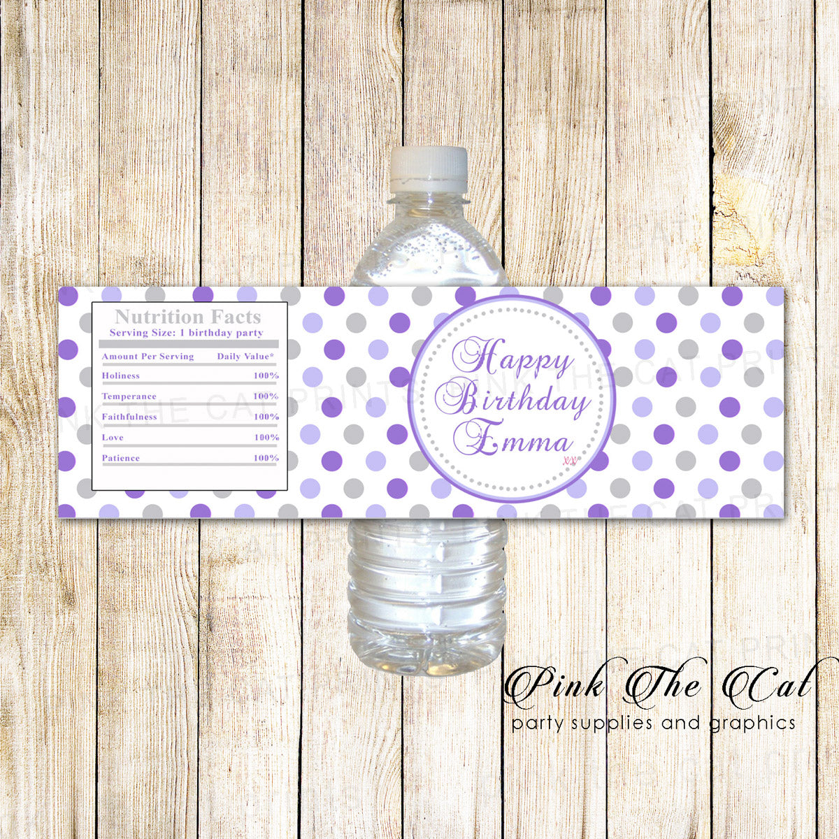 Lavender Purple Gray Bottle Label Birthday Baby Shower Printable