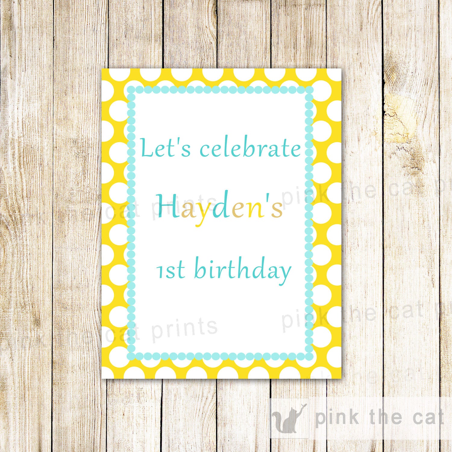 Welcome Sign Birthday Baby Boy Shower Teal Yellow