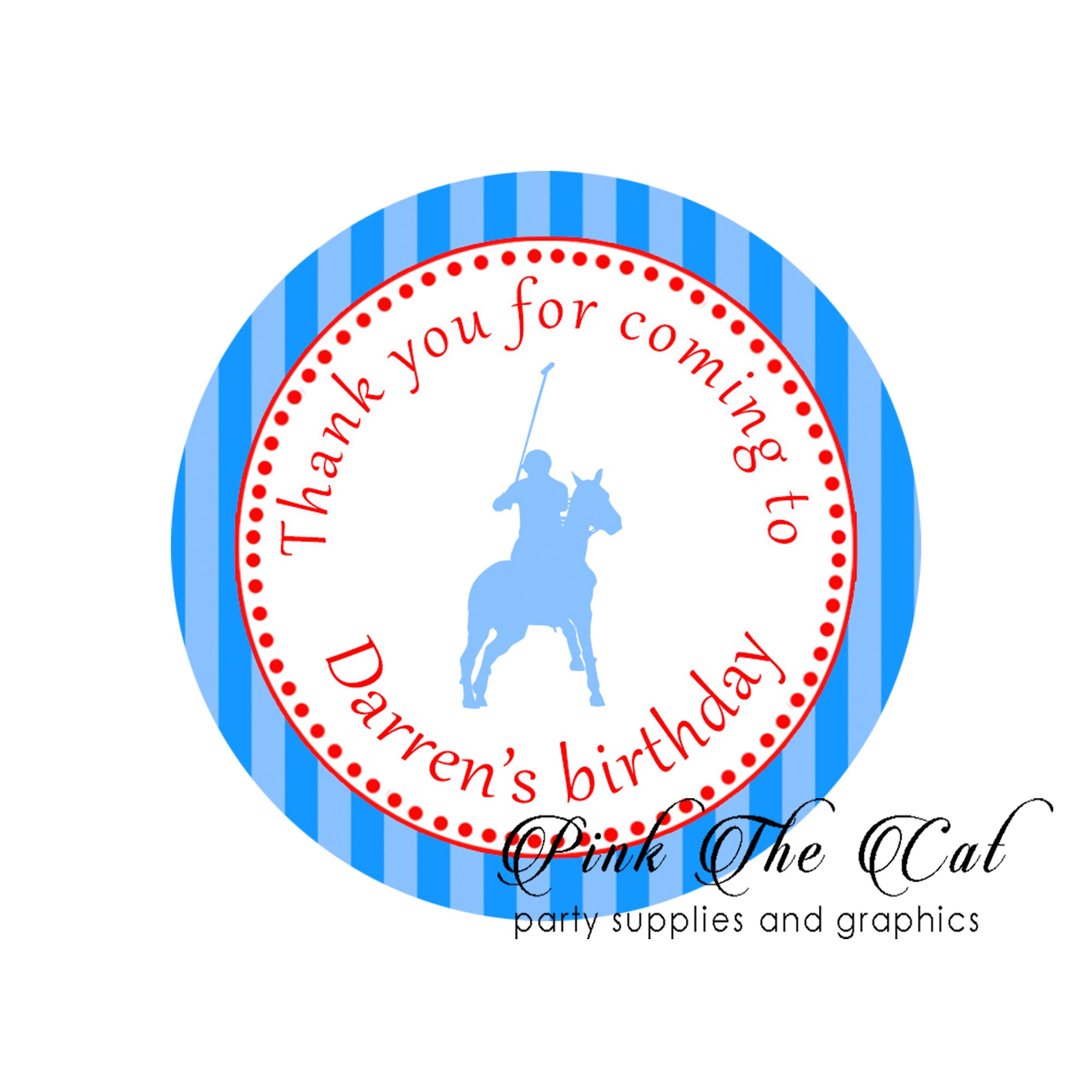 Polo gift favor stickers blue red birthday baby shower printable