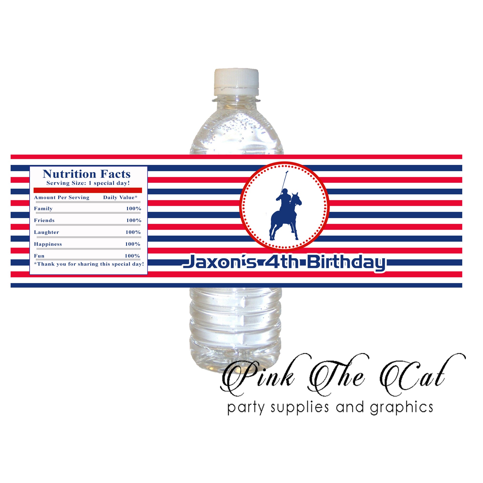 30 Polo blue red bottle stickers label birthday baby shower favors
