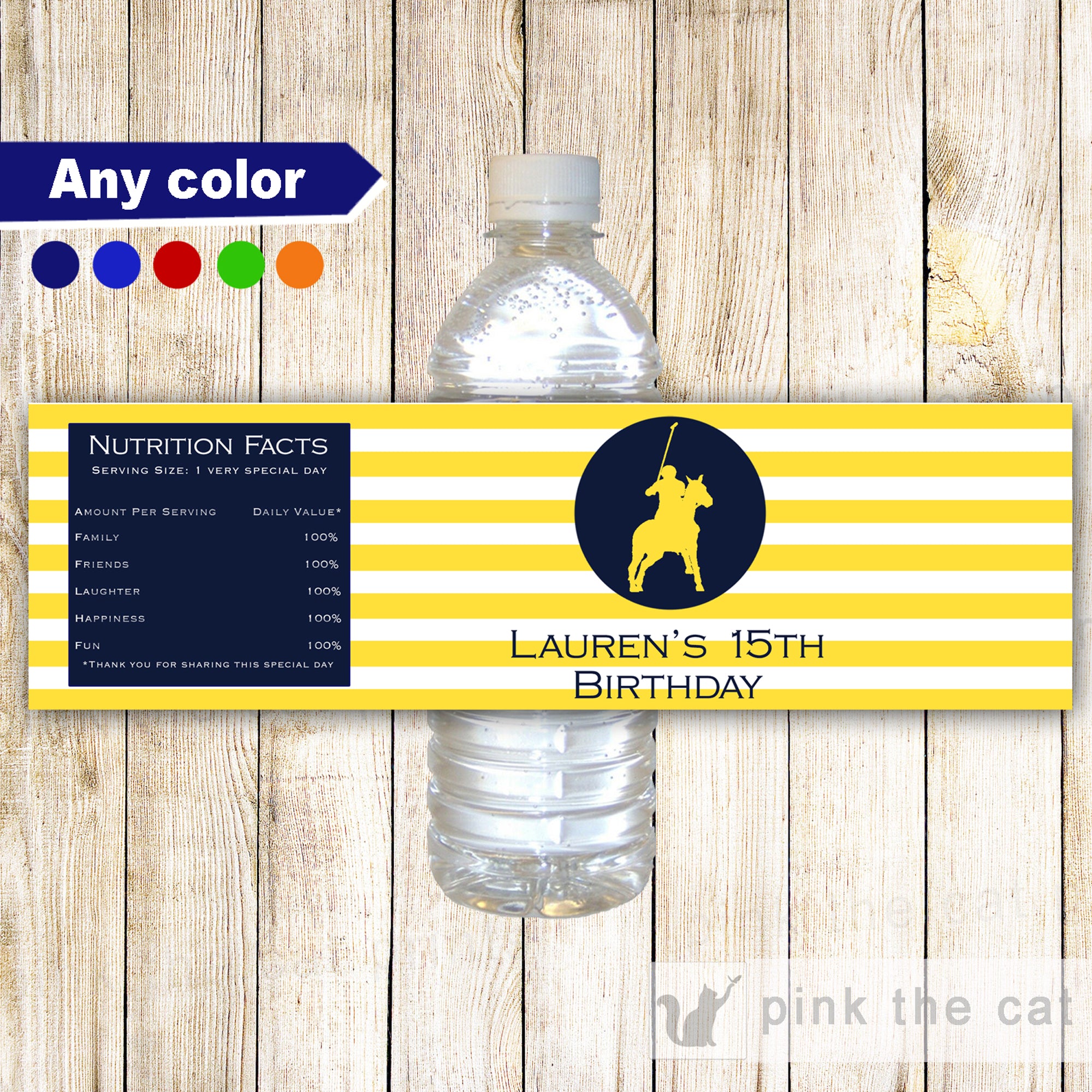 Polo blue yellow bottle label printable