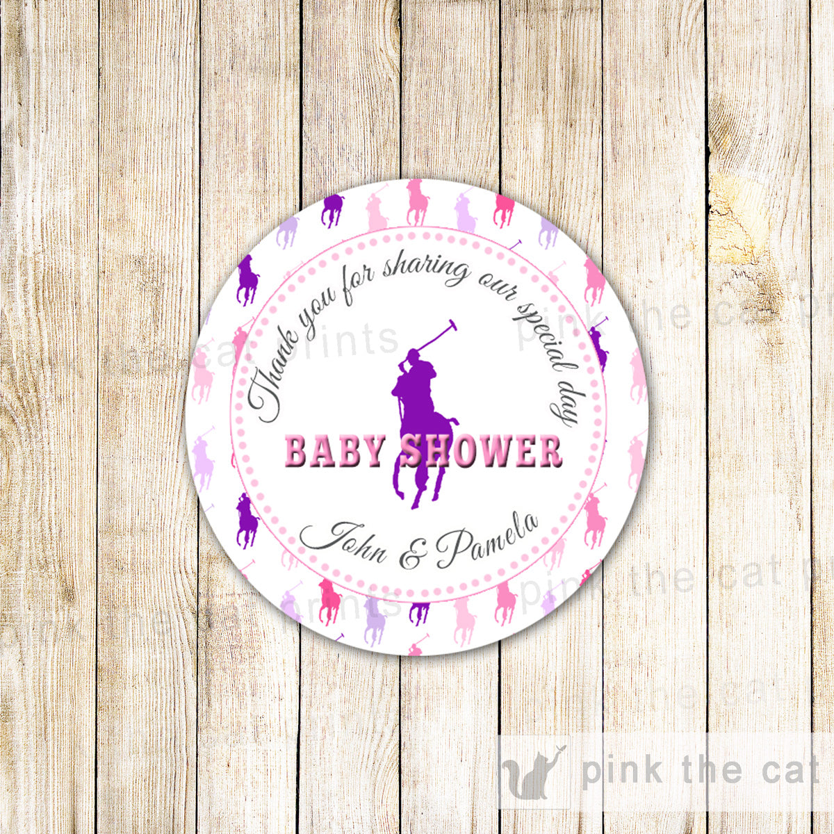 Polo Gift Favor Tag Sticker Baby Girl Shower
