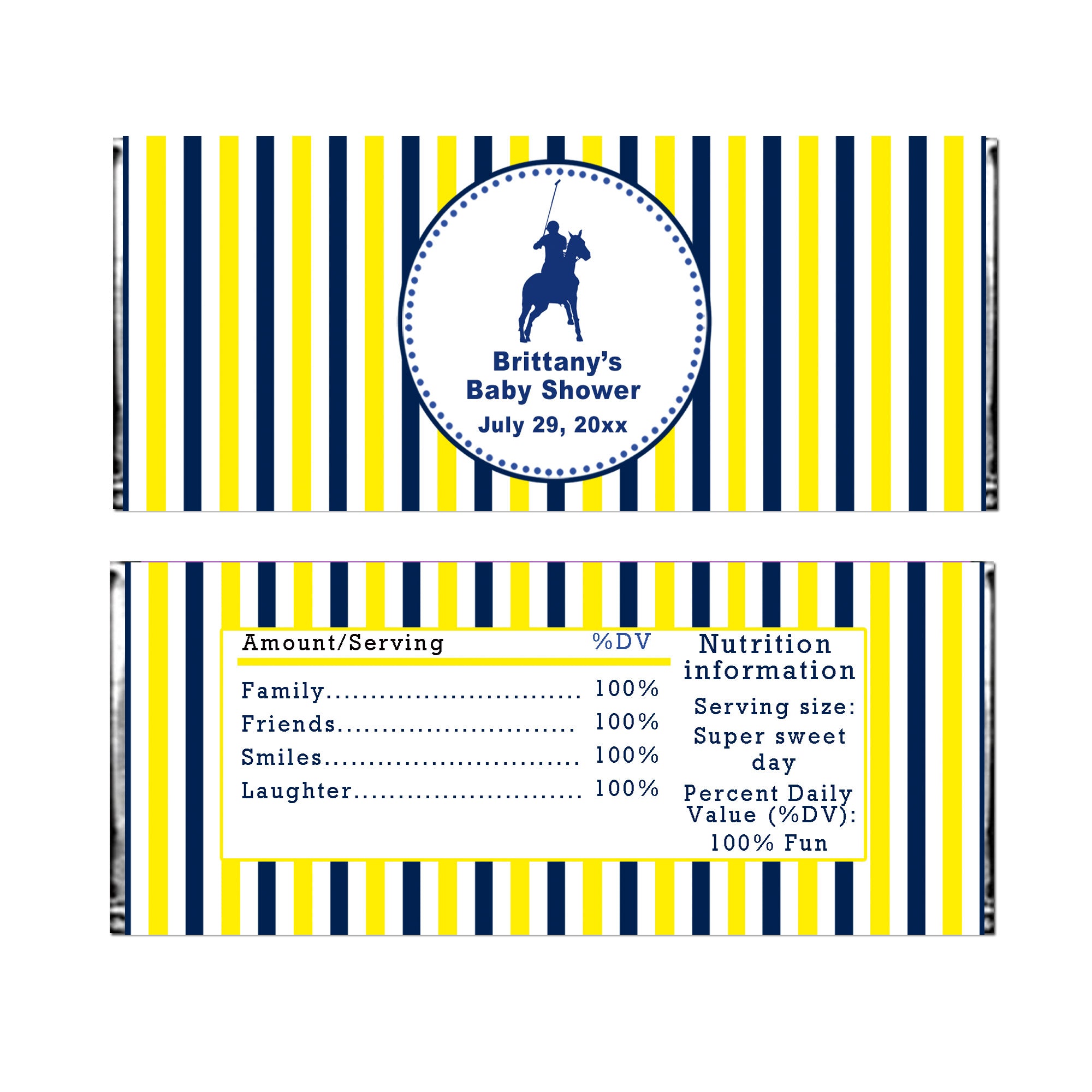 Polo Candy Bar Wrapper Label Blue Green Printable Instant Download