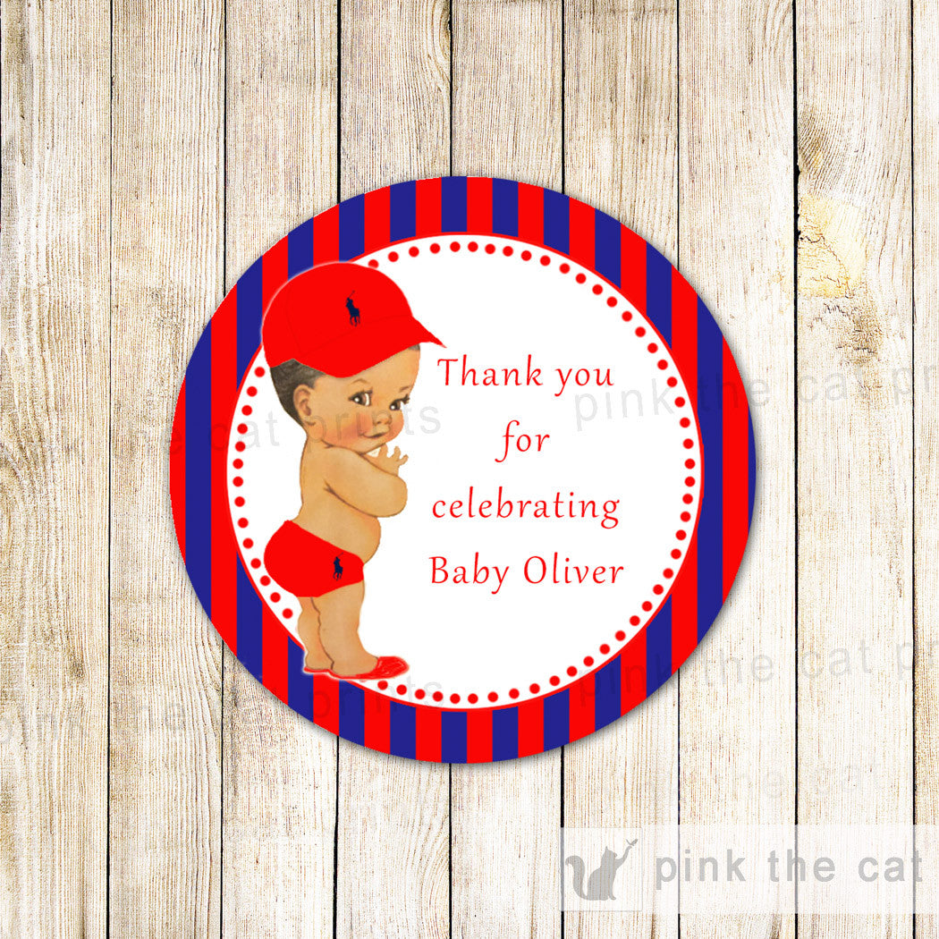 40 Stickers Favor Label Polo Birthday Baby Shower