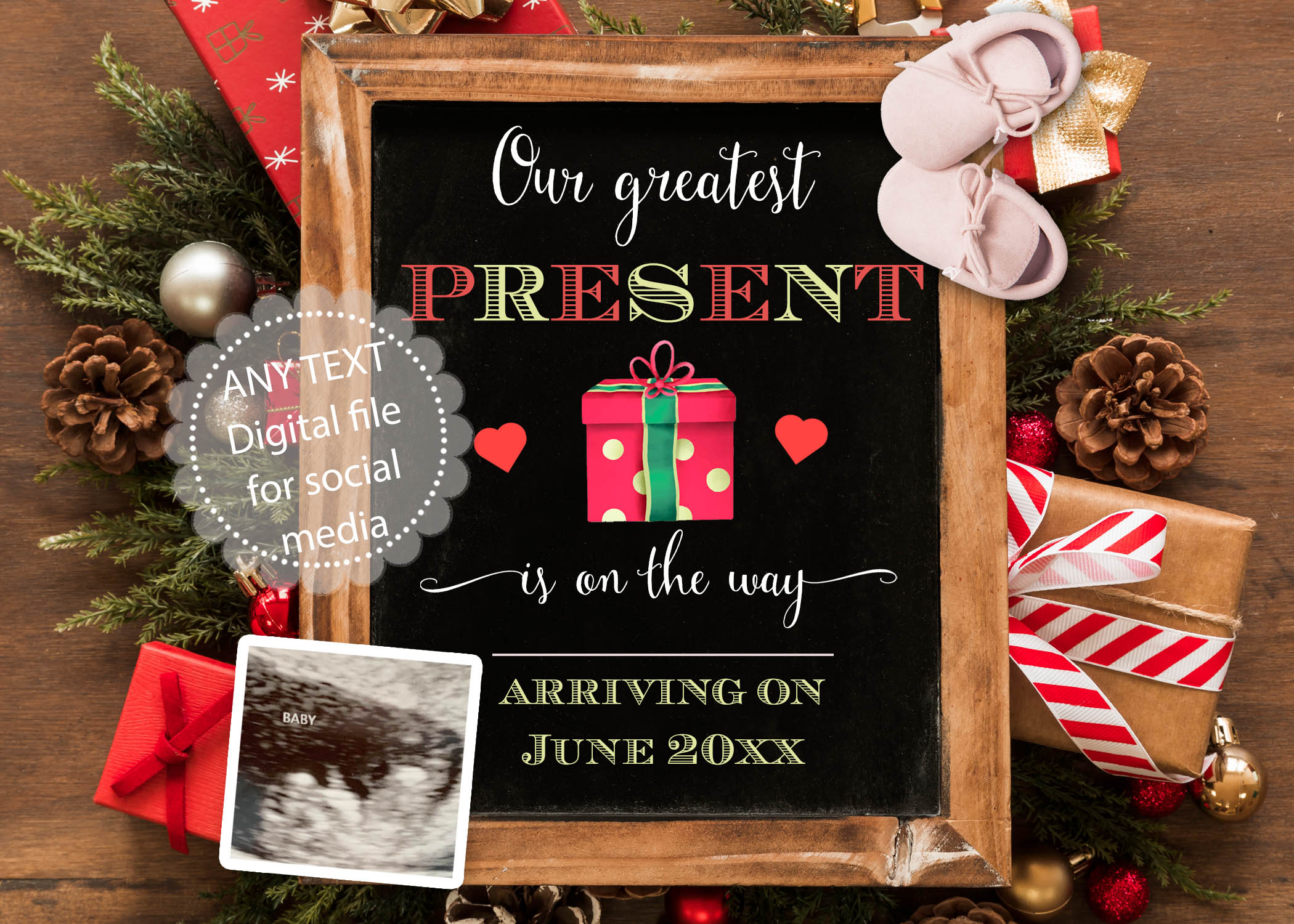 Pregnancy announcement social media christmas