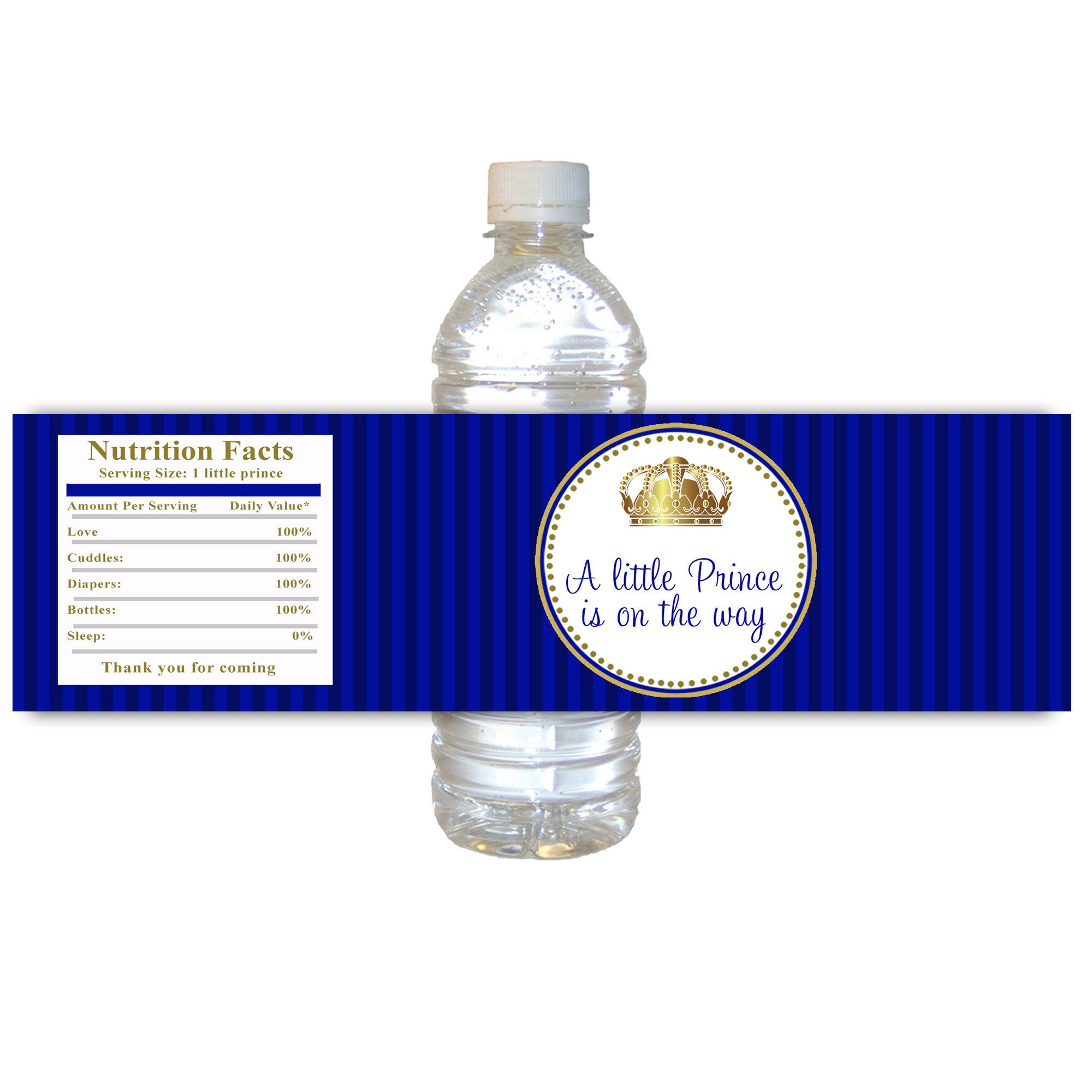 30 bottle labels blue gold prince baby shower