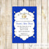 Prince Invitation Boy Baby Shower Birthday Royal Blue