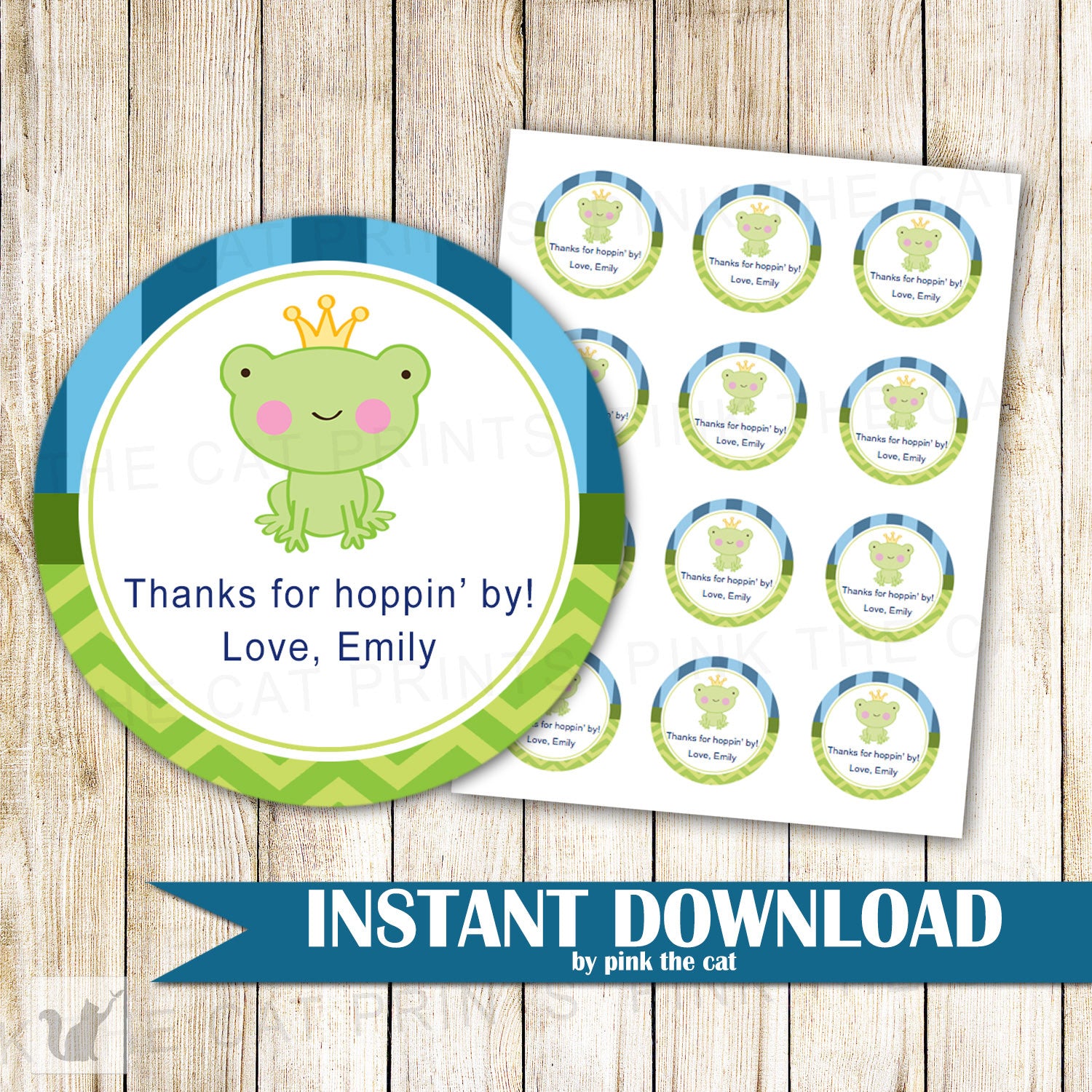 Prince Frog Thank You Tag Baby Shower Favor Label Sticker