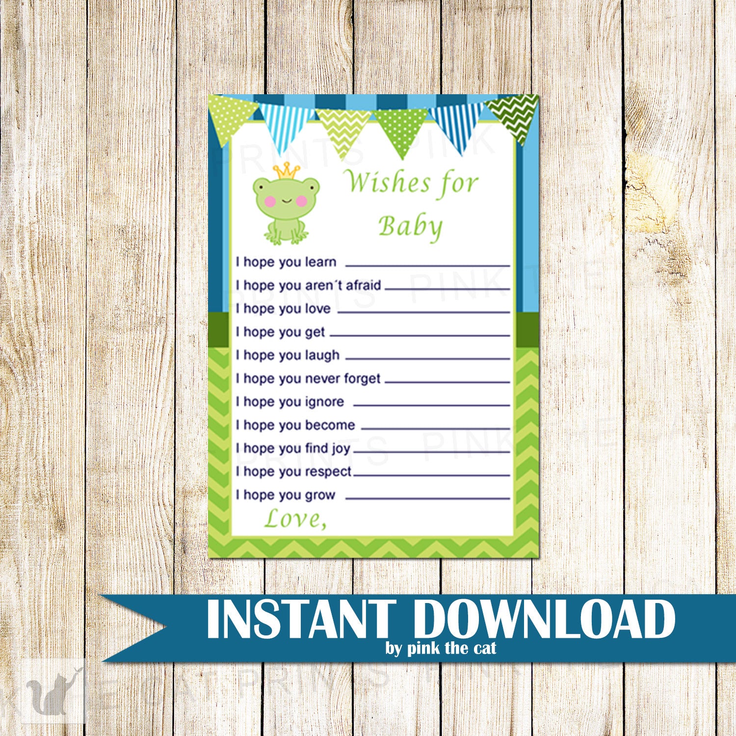 Prince Frog Wishes For Baby Card
