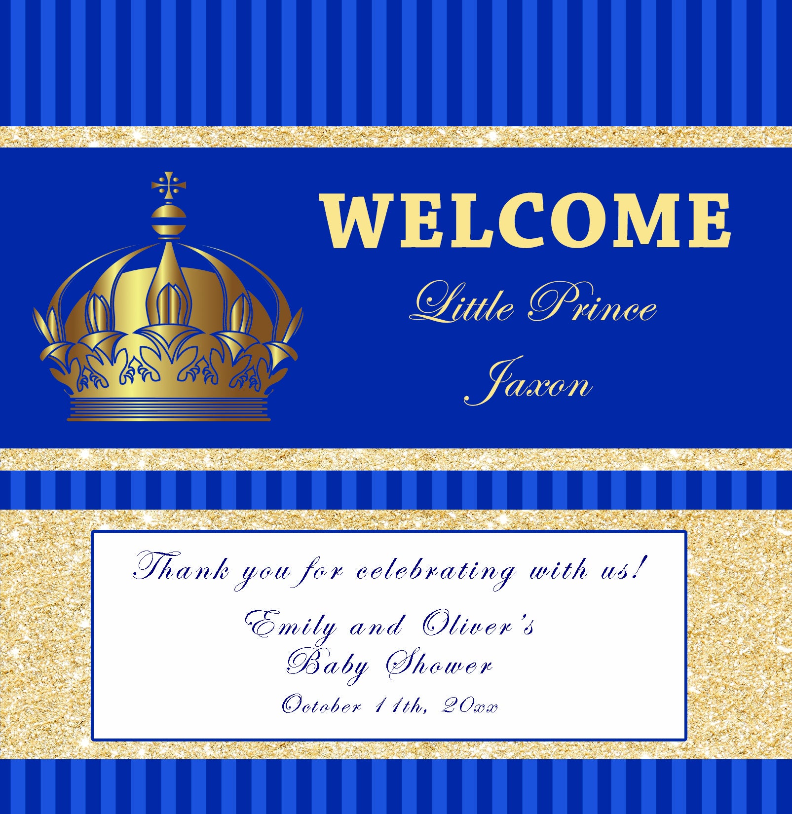 Candy bar wrappers prince royal blue gold printable