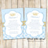 Thank you cards prince blue gold baby shower printable