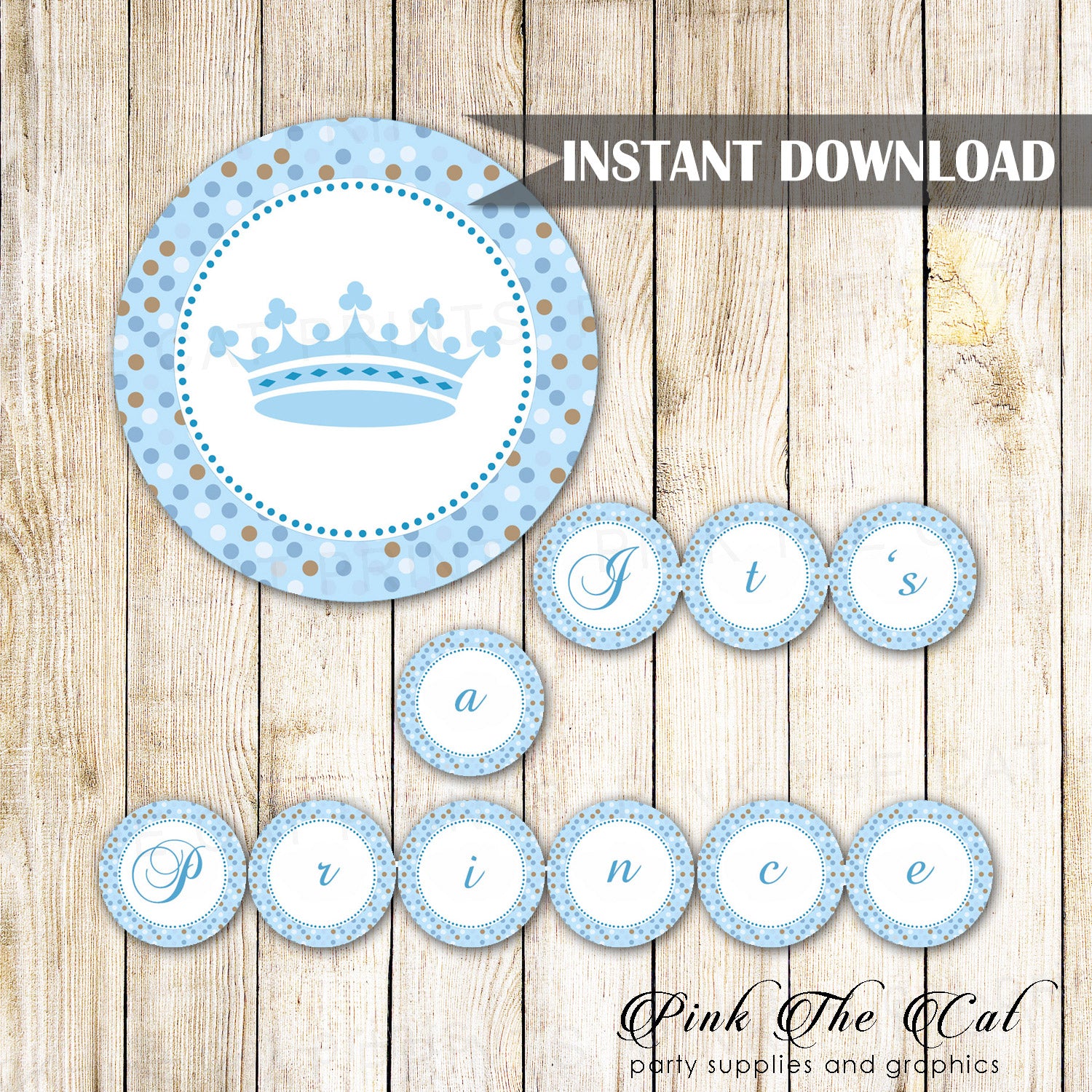 Prince Baby Shower Banner Blue Brown Printable