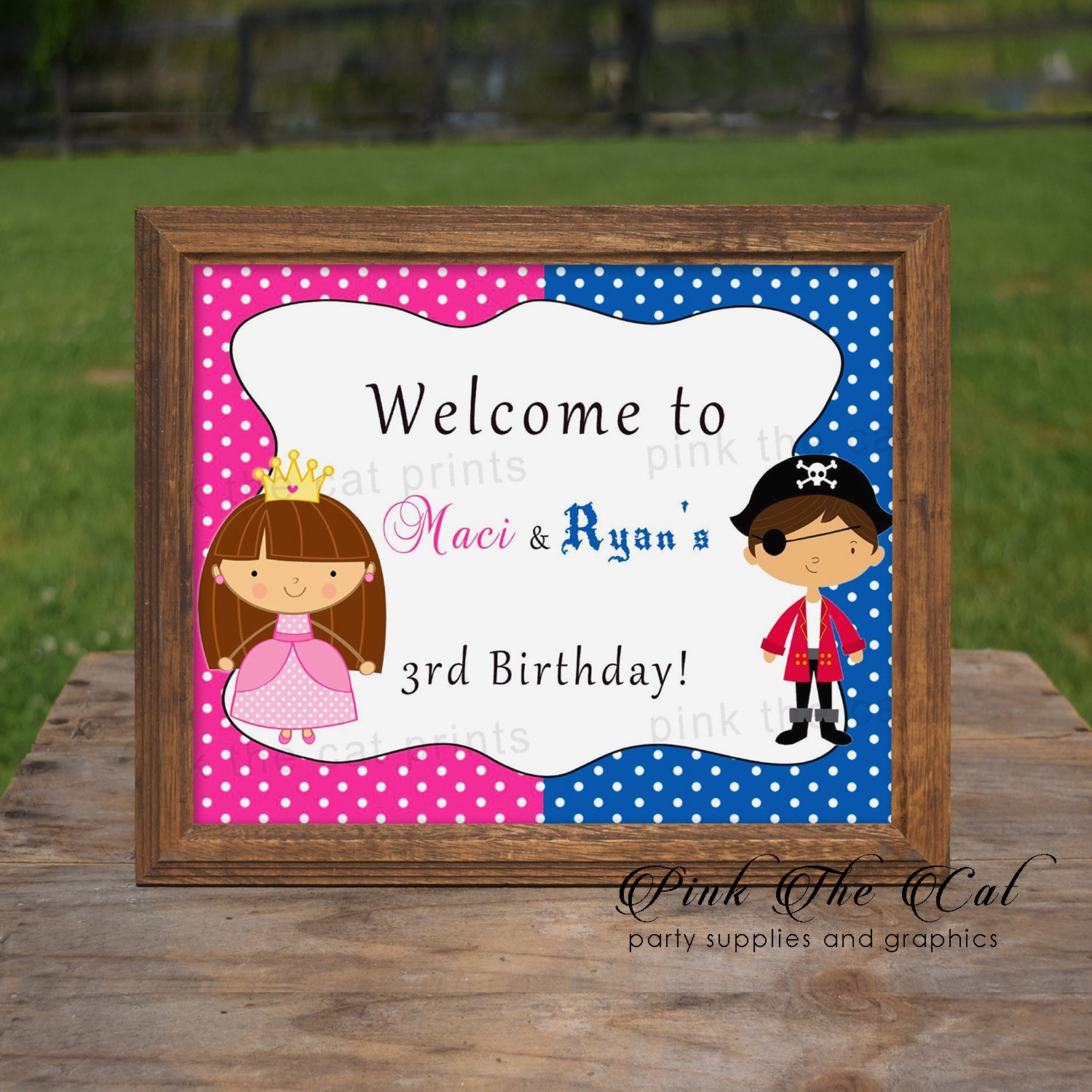 Pirate Princess Welcome Sign Kids Birthday Party Printable