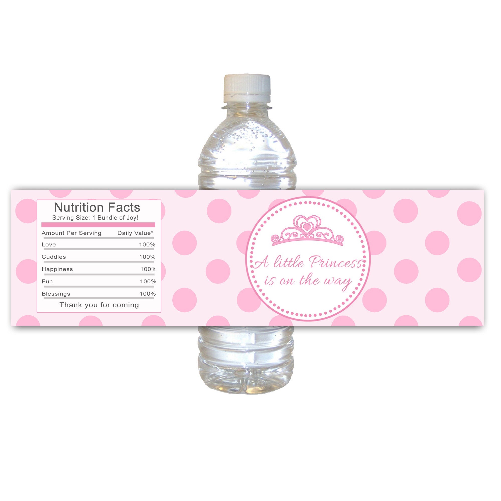 30 bottle labels pink princess baby shower favors