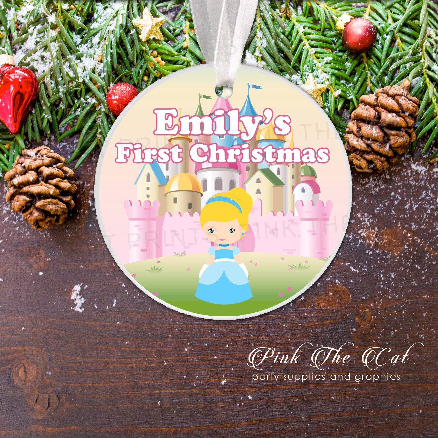 Personalized first christmas tree ornament princess