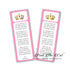 25 Princess bookmarks pink gold personalized baby shower favors