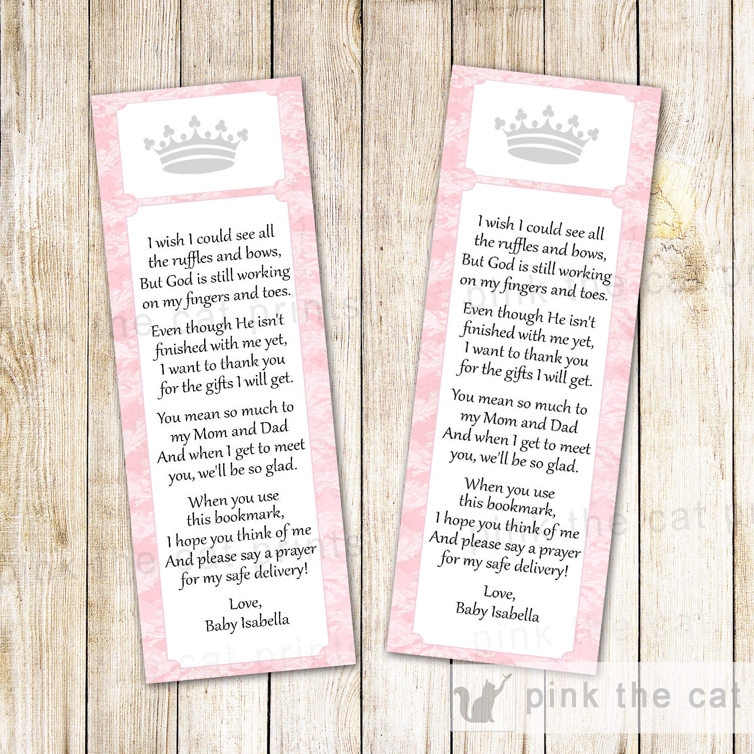 Princess Bookmark Favor Pink Baby Girl Shower Ideas