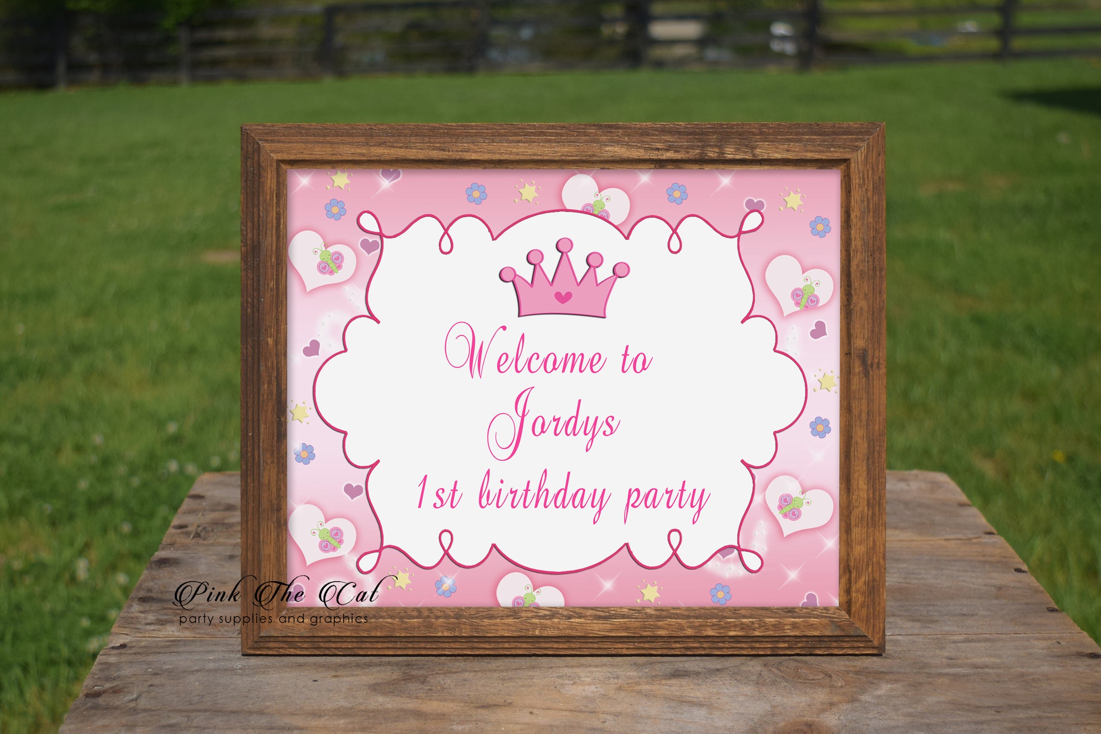Princess Welcome Sign Birthday Baby Shower Butterflies Printable