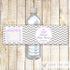 Princess Bottle Label Wrapper Girl Baby Shower Birthday Lavender Silver