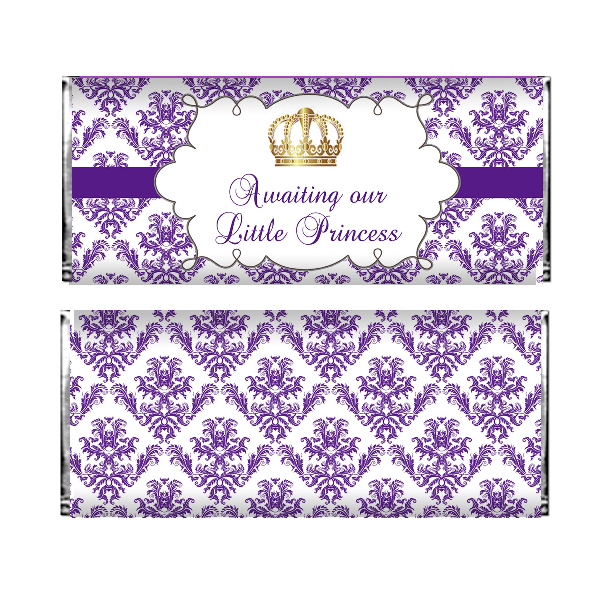 Princess candy bar purple gold printable