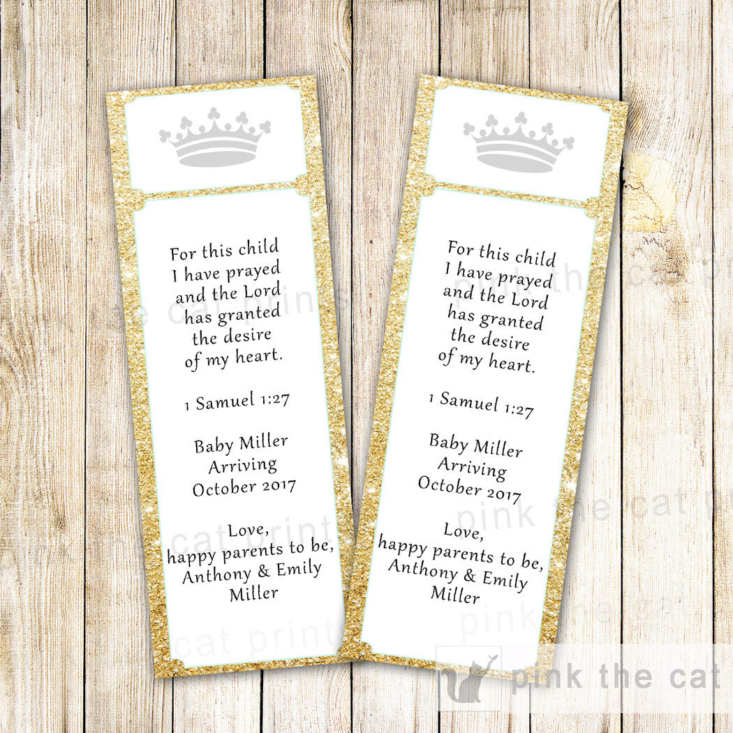 Princess Bookmark Favor Baby Girl Shower