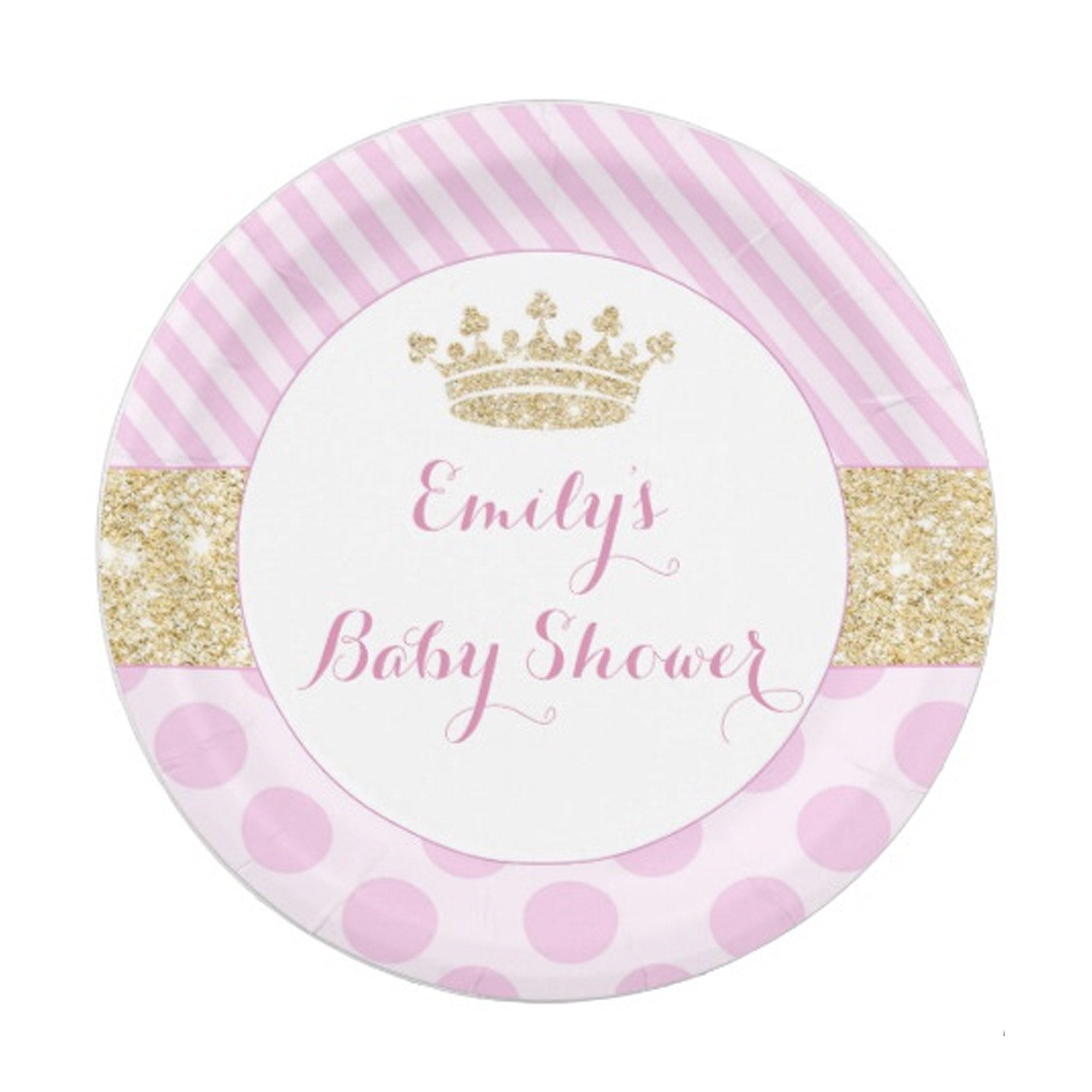 8 paper plates princess pink gold birthday baby shower
