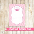 Princess Blank Thank You Card Note Pink Glitter Chevron