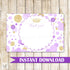 Princess Blank Thank You Card Note Purple Gold Confetti