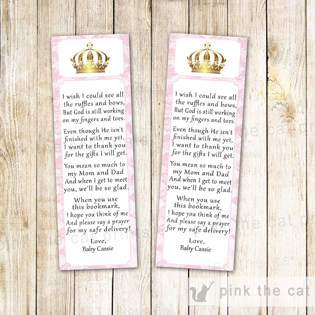 princess bookmark for baby girl shower