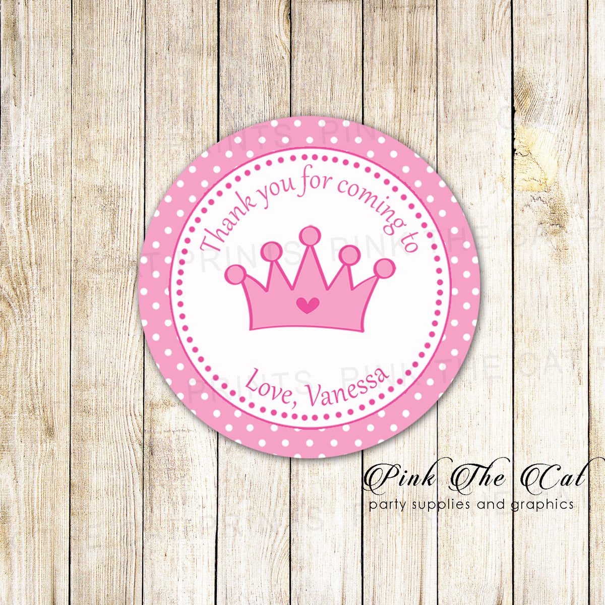 Princess pink birthday baby shower label sticker printable