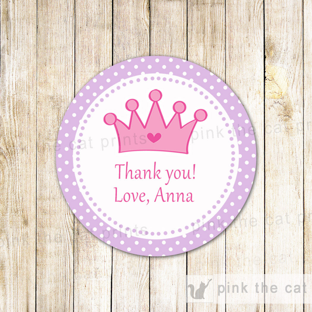 40 Stickers Favor Label Princess Birthday Baby Shower