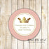 40 Princess Favor Label Stickers Rose Gold Birthday Baby Shower