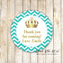 40 stickers princess teal 1.5'' personalized birthday baby shower favors