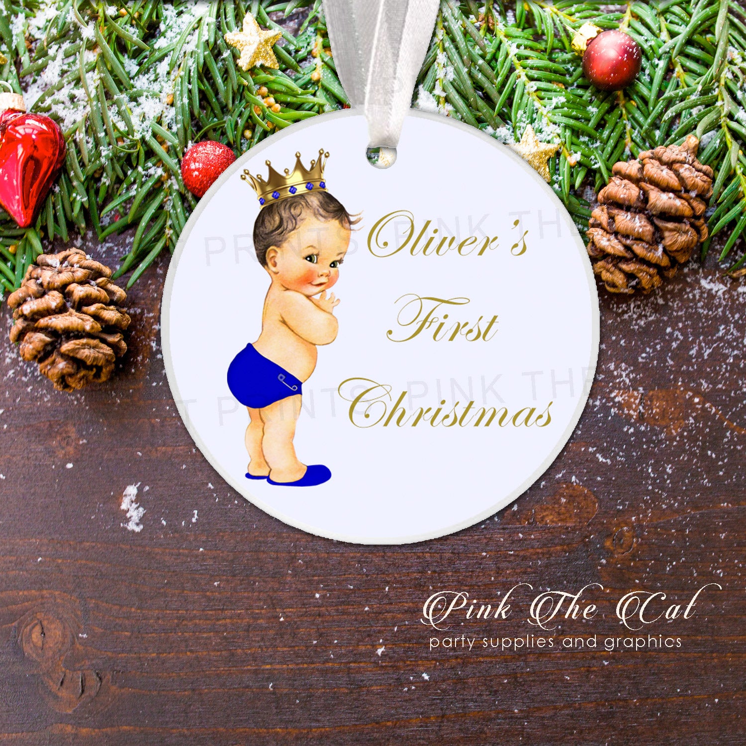 Personalized first christmas tree ornament vintage prince